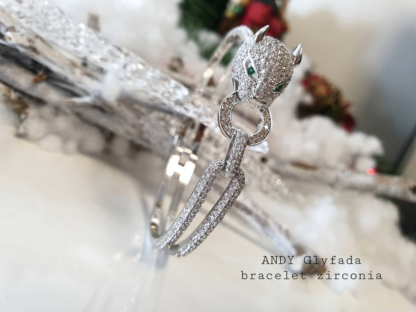 Βracelet Silver Plated from Brass with Zircons