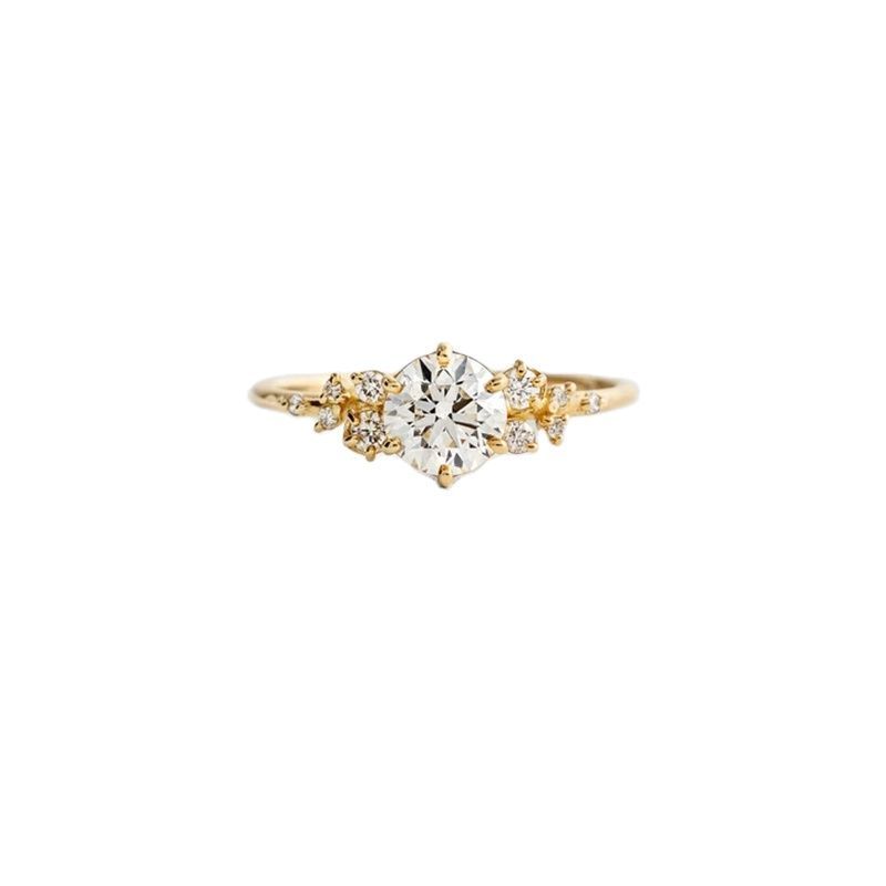 Solitaire Ring Silver 925 18K Gold Plated with Zircon