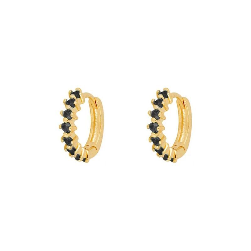 Hoop Earrings Sterling Silver 925 18K Gold Plated with Zircons (1 Piece)
