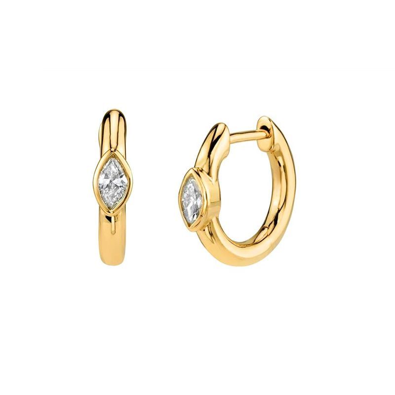 Hoop Earrings Sterling Silver 925 18K Gold Plated with Zircon (1 Piece)