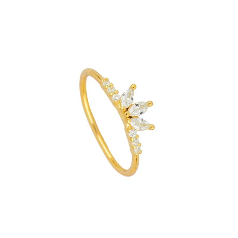 Crown Ring Sterling Silver 925 18K Gold Plated with Zircons