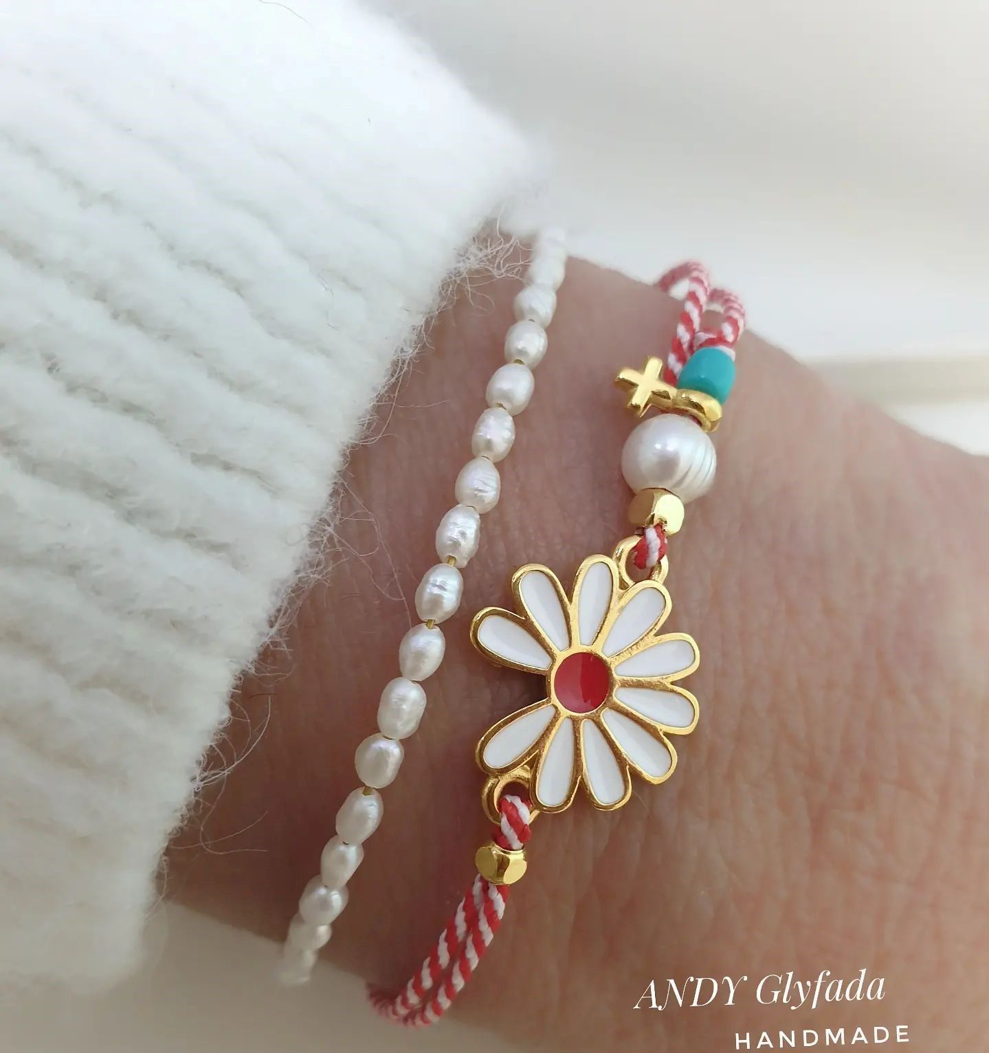 Beaded Daisy Flower Bracelet (coral, gold, nude, baby blue) – Mexicana  Hermosa Shop