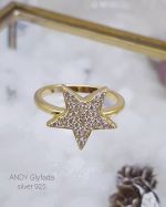 Sterling Sivler 925 Star 18K Gold Plated with Zircons