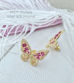 Sterling Silver 925 Butterfly 18K Gold Plated with Zircons