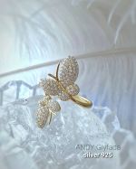 Sterling Silver 925 Butterfly 18K with Zircons
