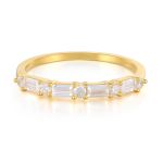 Half Eternity Round Zircons 925 Sterling Silver Ring 18K Gold Plated