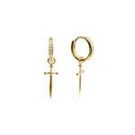 Sword Earring  Sterling Silver 925 18K Gold Plated with Zircons (1 Piece)