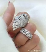Angel Wing Brass Ring with Zircon Adjustable
