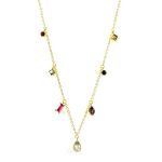 Necklace Sterling Silver 925 18K Gold Plated With Zircons In Shapes